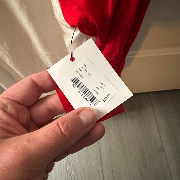 NWT CycleBar Red and White Baseball Tee size Large - Picture 4 of 5